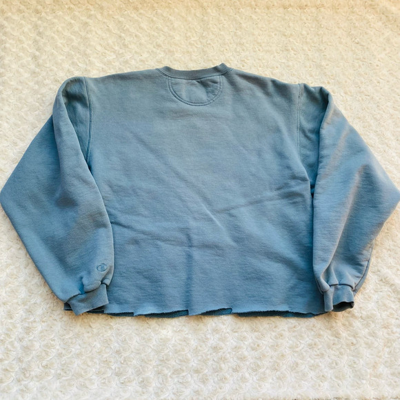 Champion USS Massachusetts Navy Battleship Blue Cutoff Cotton Crew Sweatshirt - Picture 7 of 9